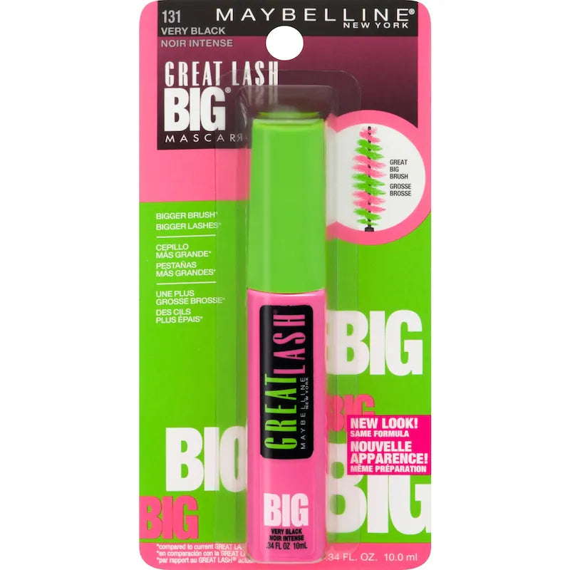 MAYBELLINE GREAT LASH BIG VERY BLACK pack of 3