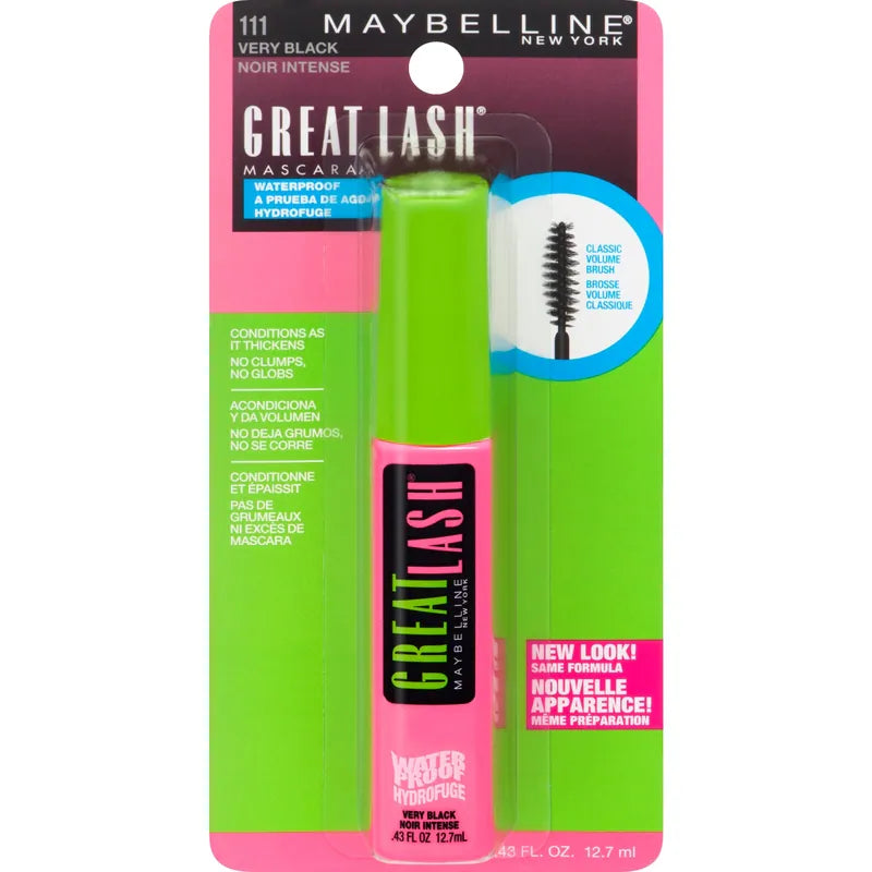 MAYB GREAT LASH MASCARA WATERPROOF VERY BLACK pack of 3