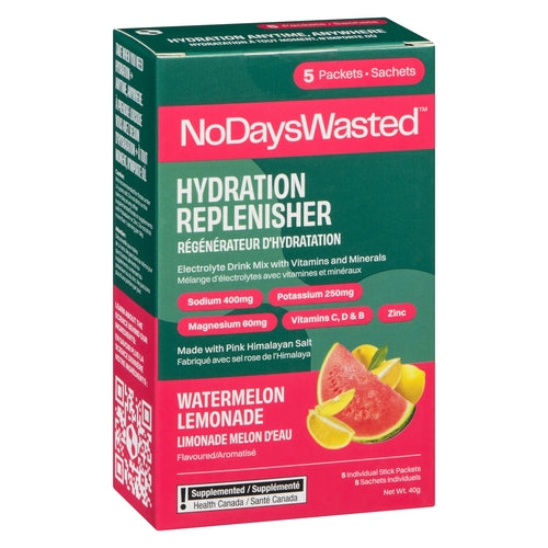 NO DAYS WASTED Hydration Replenisher Watermelon Lemonade, 5pk