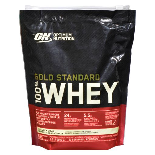 OPTIMUM NUTRITION   GOLD STANDARD 100% WHEY   VANILLA ICE CREAM   1.5lbs