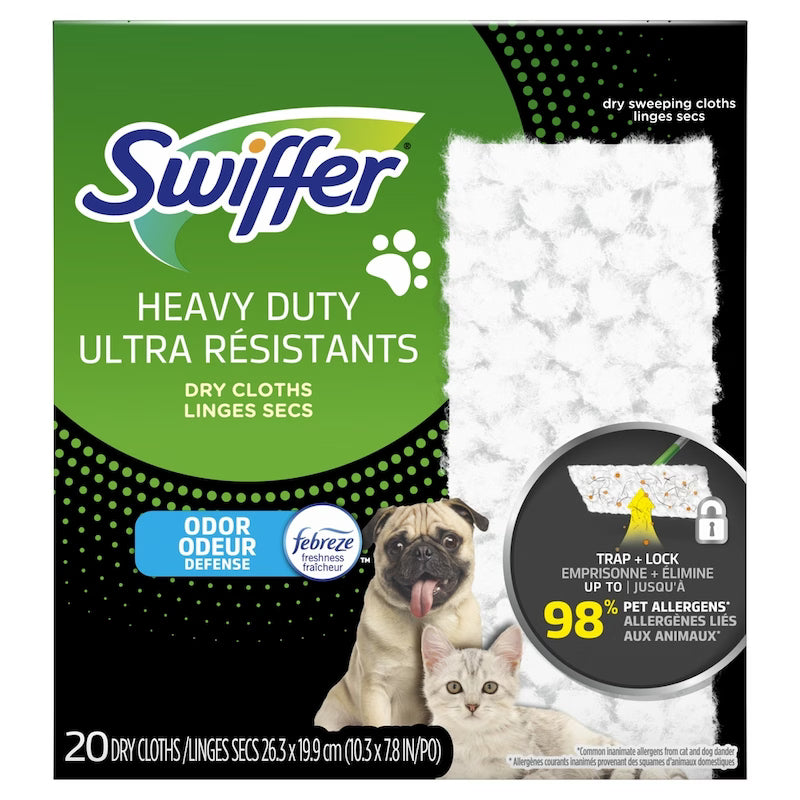 SWIFFER HEAVY DUTY DRY CLOTHS PET 20 pack of 4