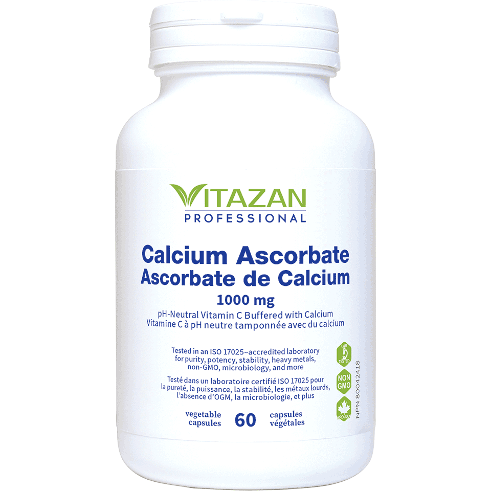 Vitazan Calcium Ascorbate (1000 mg · pH-Neutral Vitamin C Buffered with Calcium) 60 capsules