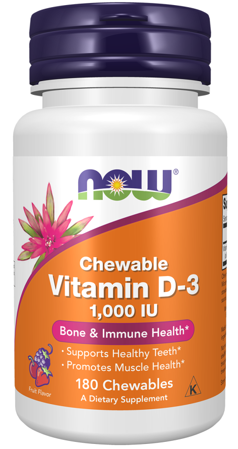 NOW Vit D-3 1,000 IU Chewable 180 Loz