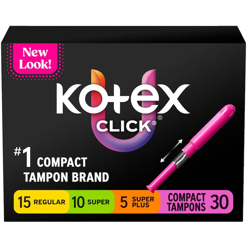 U BY KOTEX CLICK COMPACT TAMP RG/SUP/SUP+ UNS 30 pack of 6