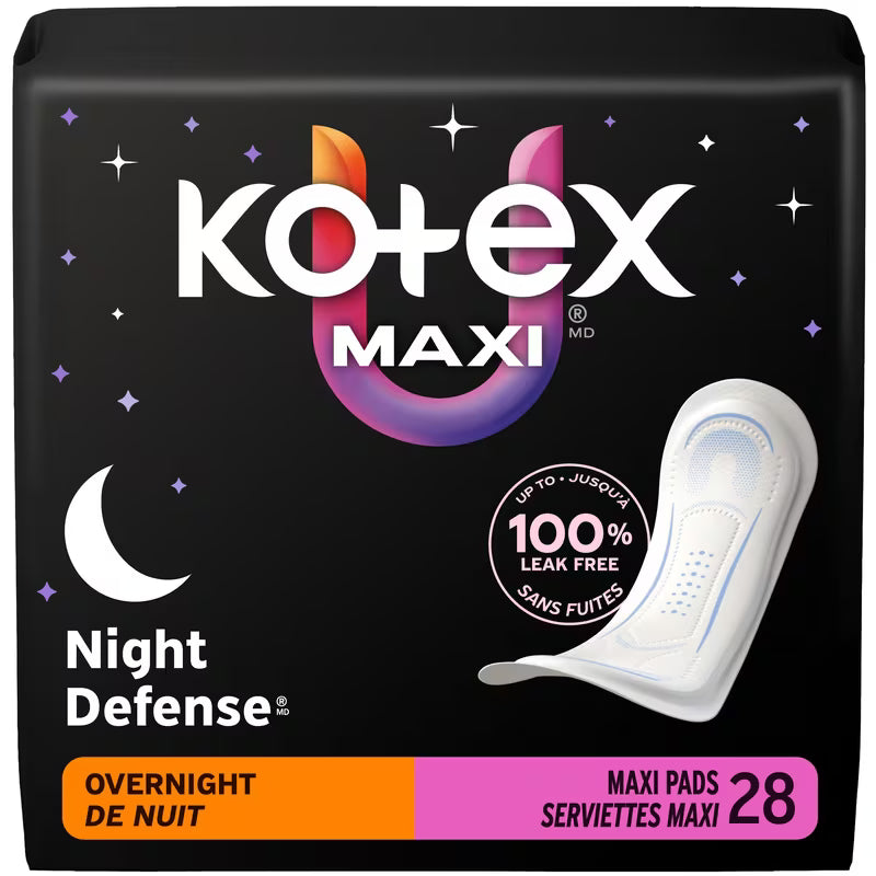 KOTEX MAXI PADS MAXI OVERNIGHT 28 pack of 3