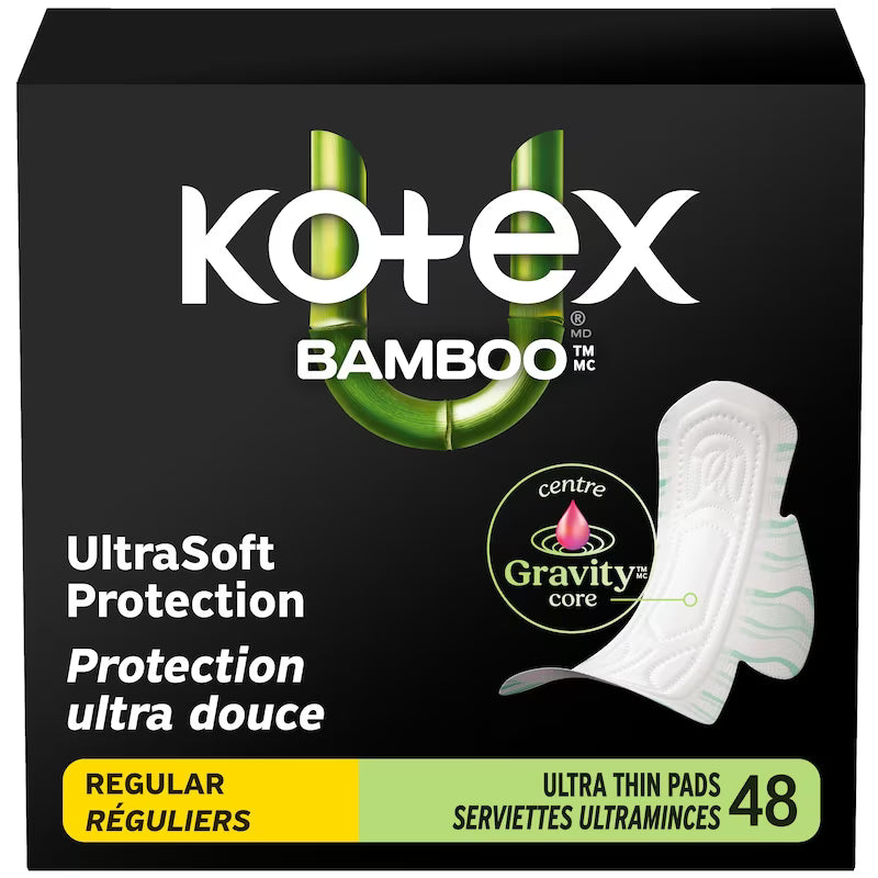 KOTEX BAMBOO PADS ULTRA THIN+WINGS RG 48 pack of 3