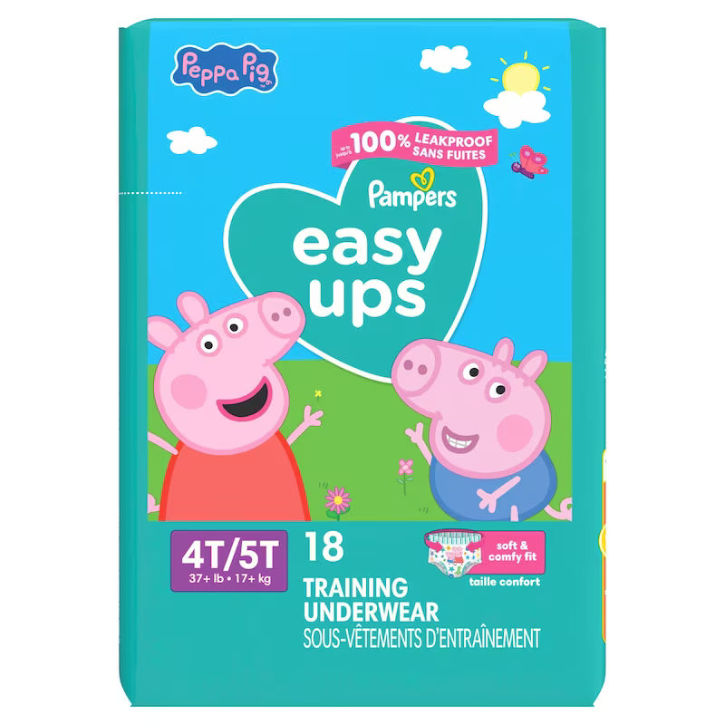 PAMPERS EASY UPS JB GIRL SIZE 4T-5T 18 pack of 4