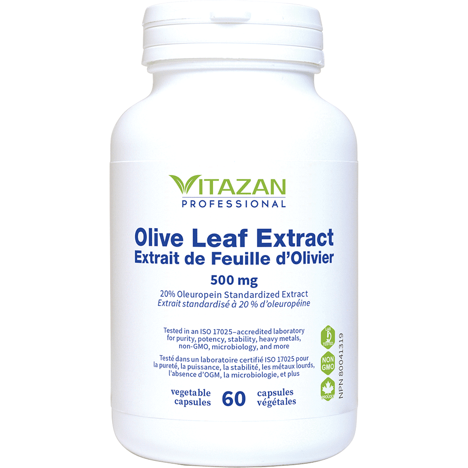 Vitazan Olive Leaf Extract (500 mg · 20% Oleuropein Standardized Extract) 60 capsules