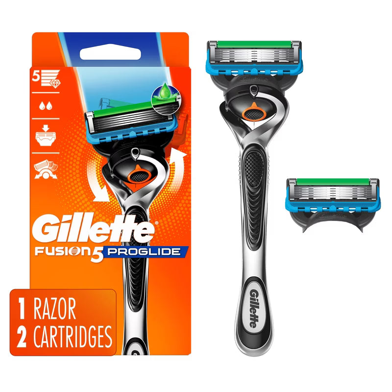 GILLETTE FUSION 5 PROGLIDE RAZOR W/2 CARTRIDGES
