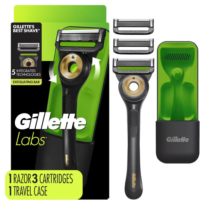 GILLETTE LABS RAZOR + 2 CARTRIDGE W/TRAVEL CASE