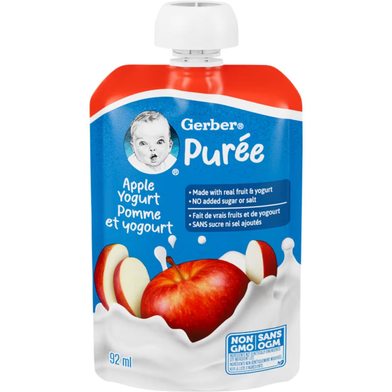 GERBER PUREE APPLY YOGURT 92ML pack of 12