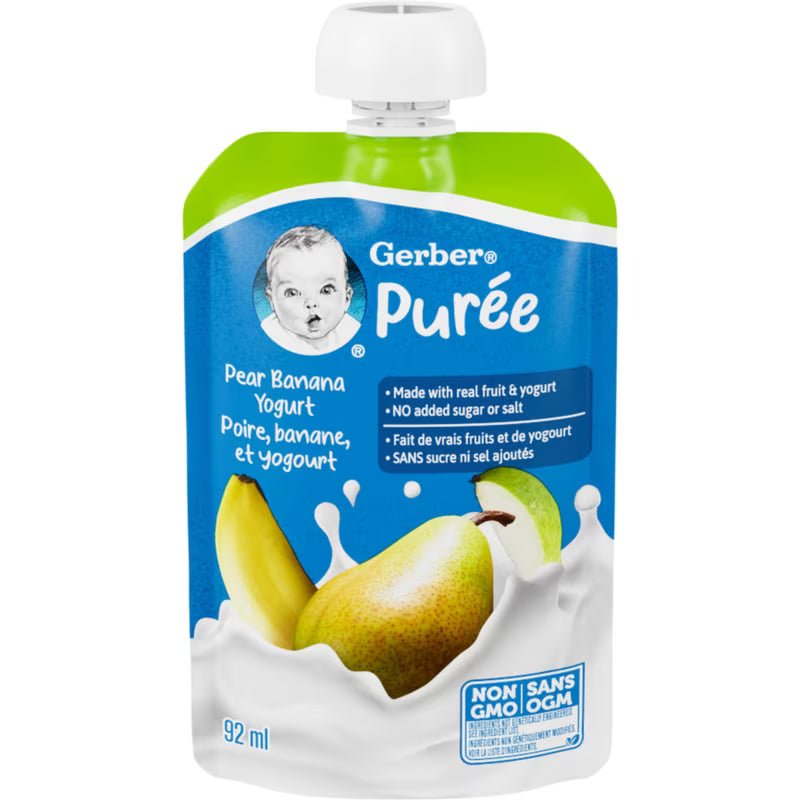 GERBER PUREE YOGURT PEAR/BANANA 92ML pack of 12