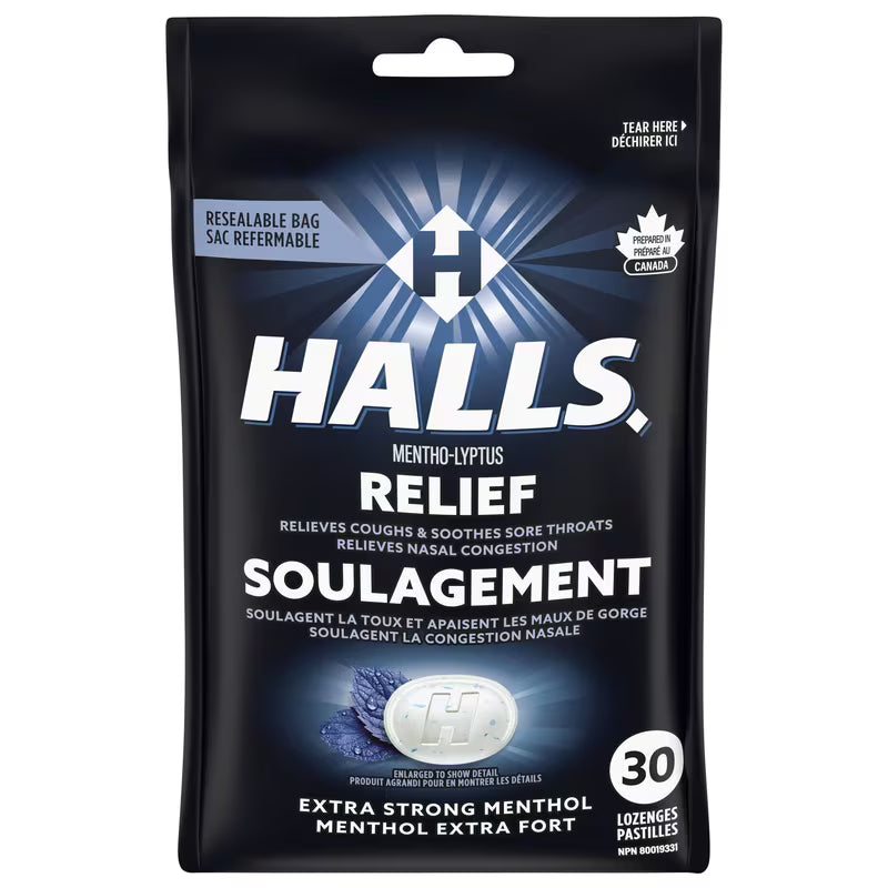 HALLS BAG MENTHOL XST 30PC LOZENGE pack of 12