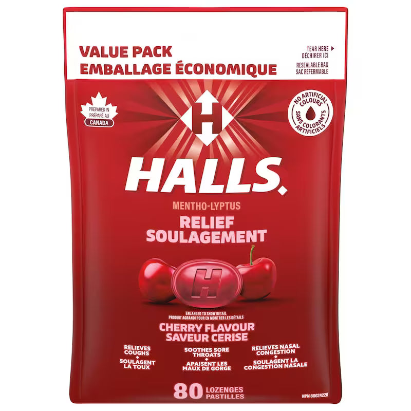 HALLS LOZ CHERRY FLAVOUR ECONOMY PK 80PC pack of 6