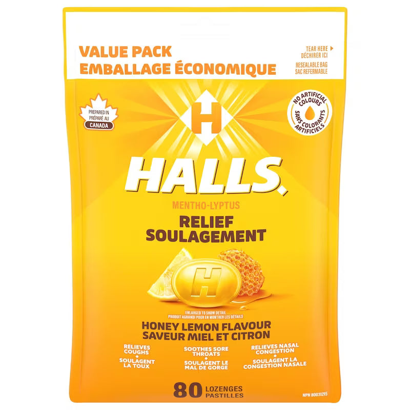 HALLS LOZ HONEY LEMON ECONOMY PK 80PC pack of 6