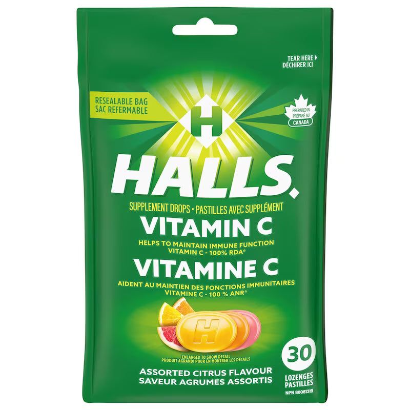 HALLS BAG DEFENSE VITAMIN C CITRUS 30 DROP LOZENGE pack of 12