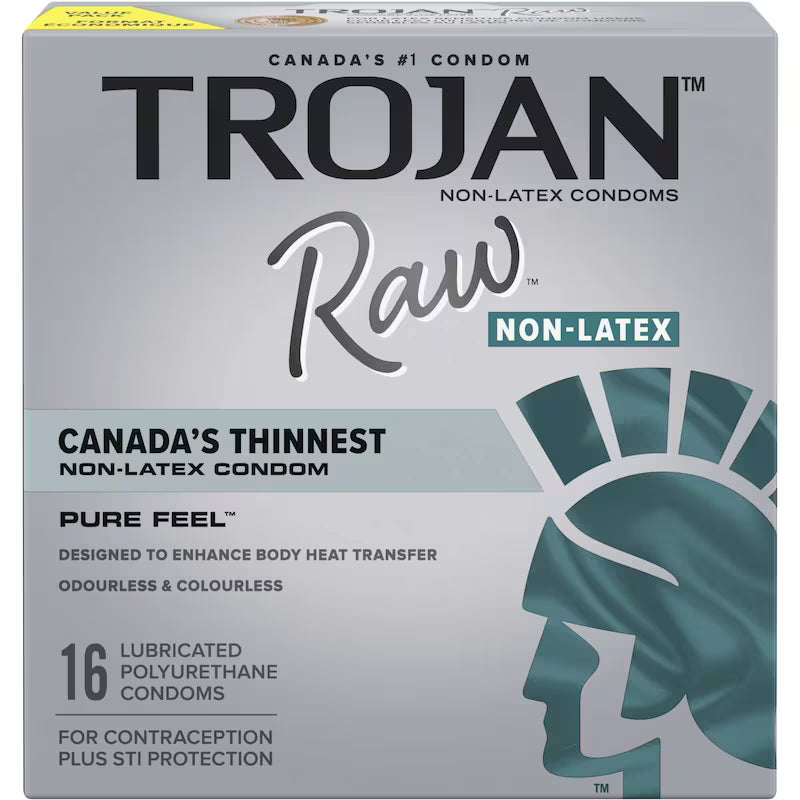 TROJAN RAW PURE FEEL CONDOMS LUBRICATED N/LATEX 16