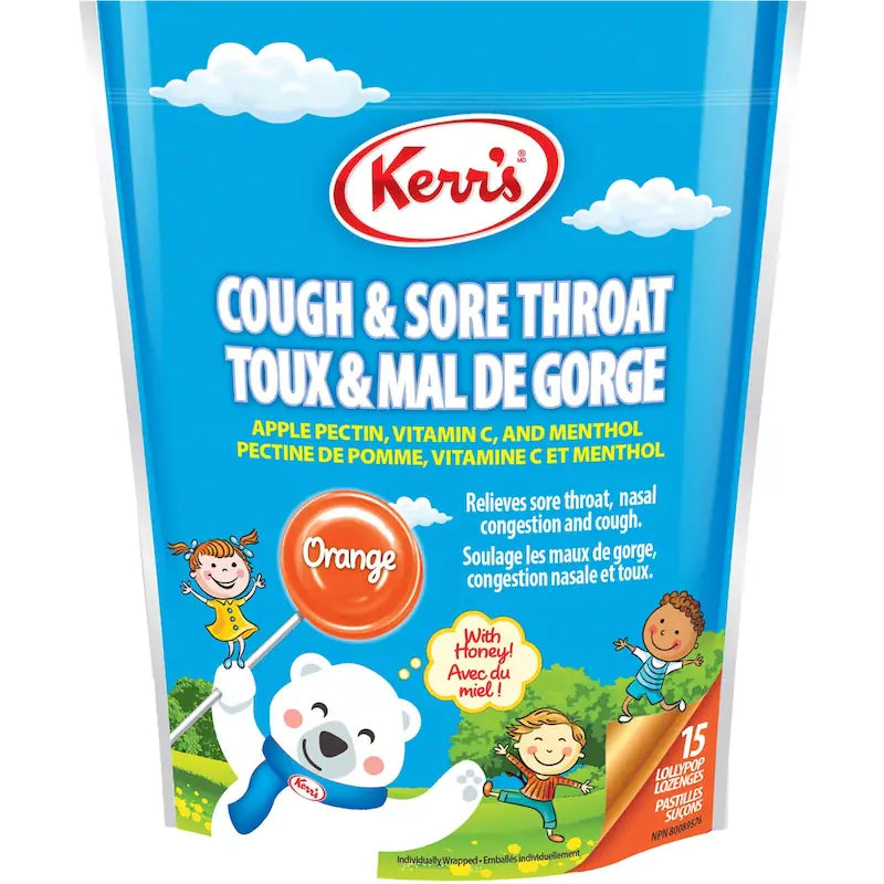 KERRS POPS COUGH & SORE THROAT ORANGE 15 LOZENGE