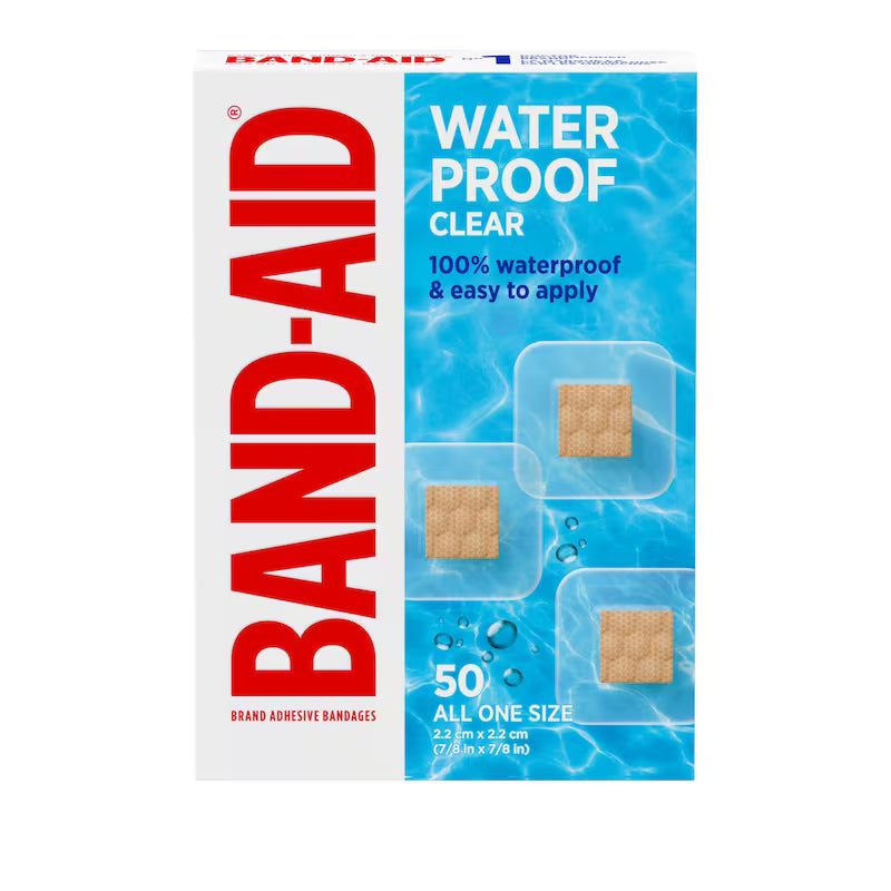 BAND-AID BANDAGE WATERPROOF CLEAR 50