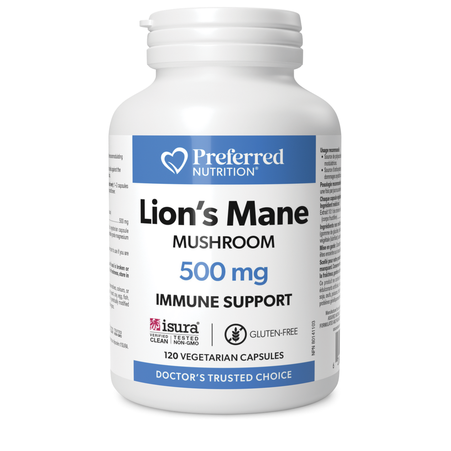 Prefered Nutrition Lion’s Mane Mushroom 500 mg 120Vcaps