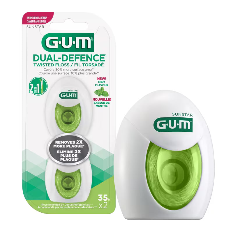 GUM DUAL DEFENCE TWISTED FLOSS MINTY GREEN TEA 2