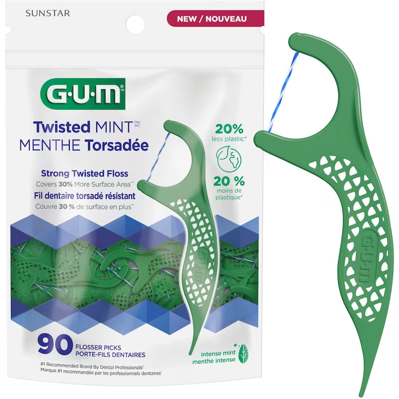 GUM FLOSSER PICKS TWISTED MINT 90