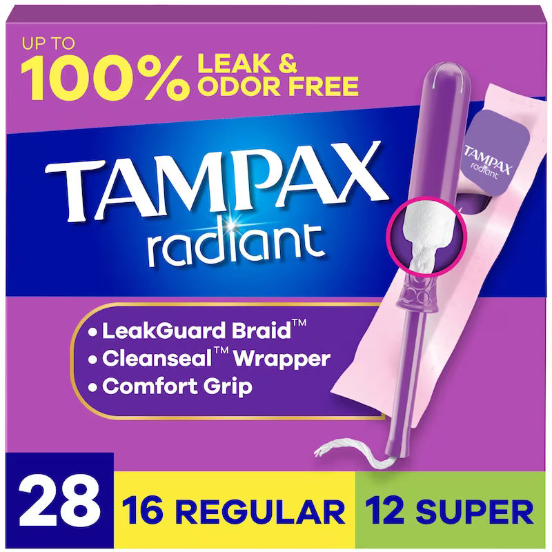 TAMPAX RADIANT TAMPONS REG+SUPER UNSCENTED 28