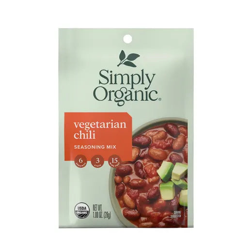 SIMPLY ORGANIC      Vegetarian Chili Seasoning Mix, Organic (sachets)    33g