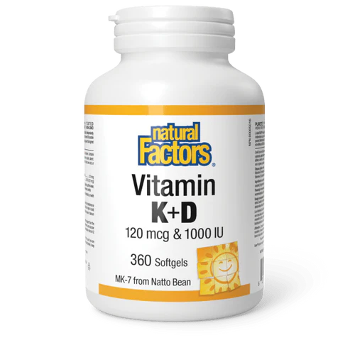 Natural Factors - Vitamin K & D 120 mcg & 1000 IU - 360 softgels