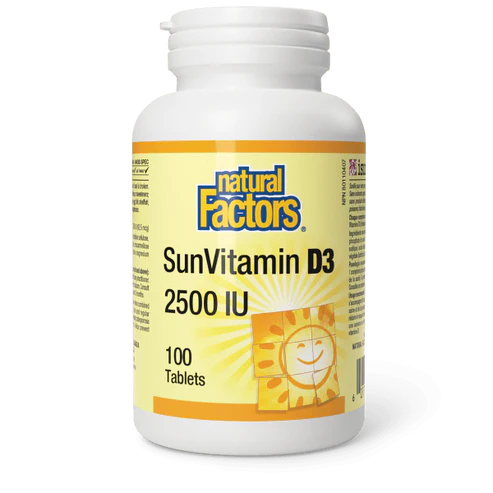Natural Factors   SunVitamin D3 2500 IU   100 tabstabs