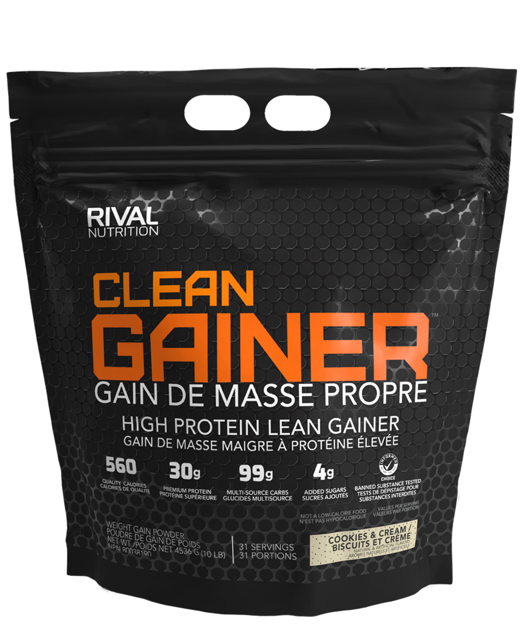 RIVALUS CLEAN GAINER COOKIES N CREAM 10lbs