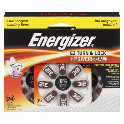 ENERGIZER BATTERIES HEAR AID BROWN TAB #312 PK 24