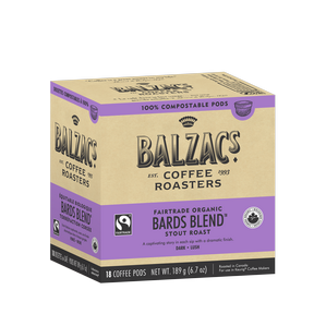 Balzac's Coffee Roasters Organic Bards Blend Coffee Pods 6 x 18ct