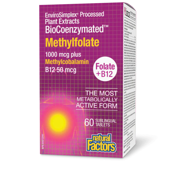 Natural Factors BioCoenzymated Methylfolate (1000 mcg) + B12 (50 mcg) 60 sub tabs