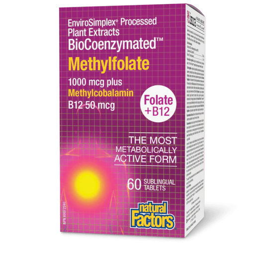 Natural Factors BioCoenzymated Methylfolate (1000 mcg) + B12 (50 mcg) 60 sub tabs