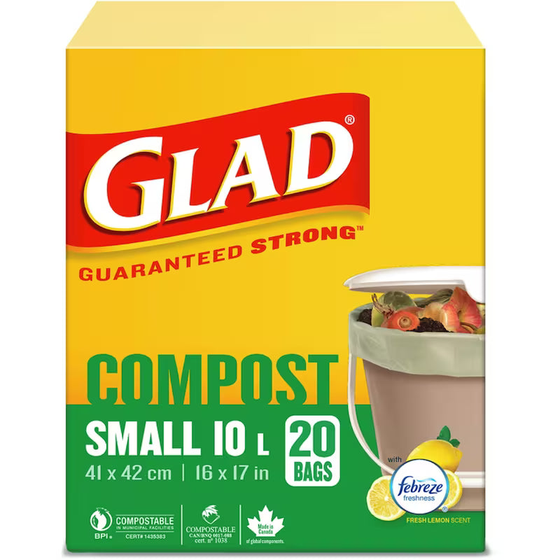 GLAD TAIL KITCHEN BAGS COMPOSTABLE SM 20