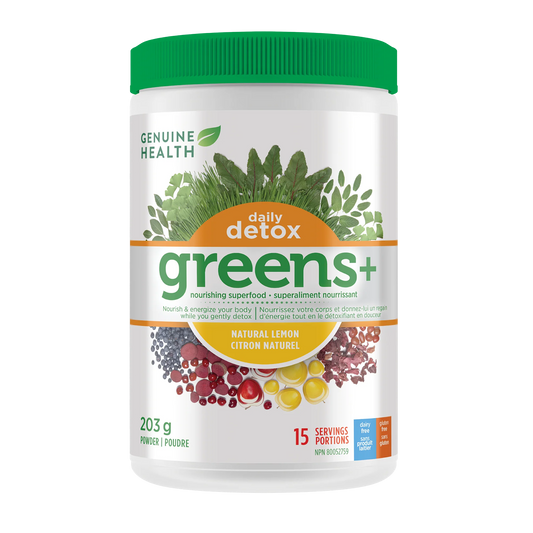 Genuin Health   greens+ daily detox natural lemon, 15 servings