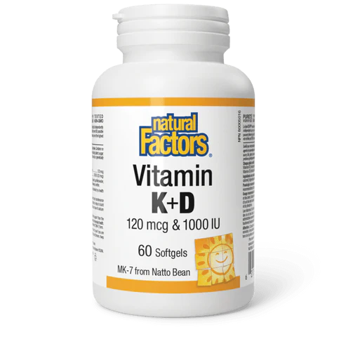Natural Factors   Vitamin K & D 120 mcg & 1000 IU   60 sglssgls