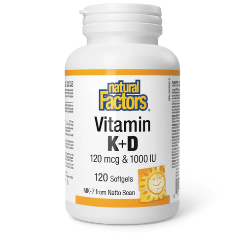 Natural Factors   Vitamin K & D 120 mcg & 1000 IU   120 sgls