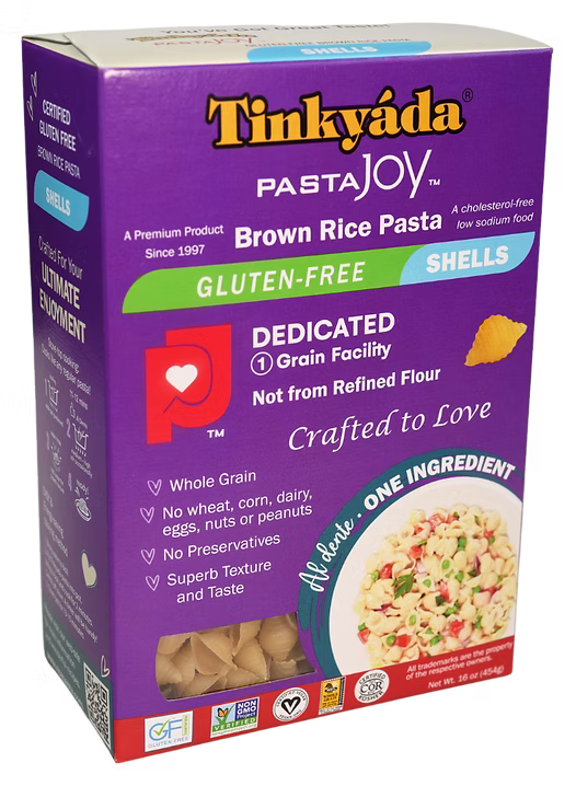 TINKYADA RICE PASTAS -      Shells, Brown Rice (gluten free)    454g