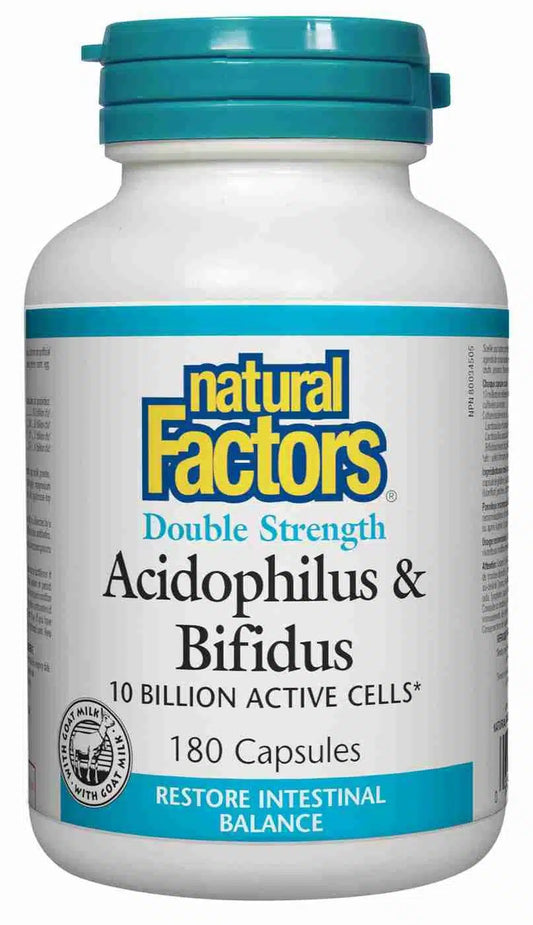 Natural Factors   Acidophilus & Bifidus Double Strength 10 Billion Active Cells   180 capscaps