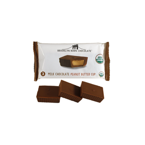 BROOKLYN BORN CHOCOLATE    Organic Peanut Butter Cups    BROOKLYN BORN CHOCOLATE    Organic Peanut Butter Cups    Org PB Cups Milk Chocolate 40g*12