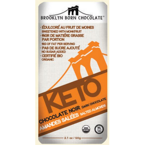 BROOKLYN BORN CHOCOLATE    Organic Keto Chocolate Bars    BROOKLYN BORN CHOCOLATE    Organic Keto Chocolate Bars    Org Dark Choc Salted Almonds60g*12