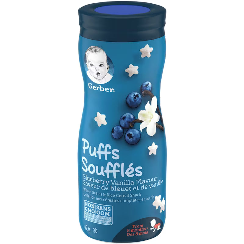 GERBER GRAD FINGER FOODS PUFFS BLUEBRY/VANILLE42G pack of 6