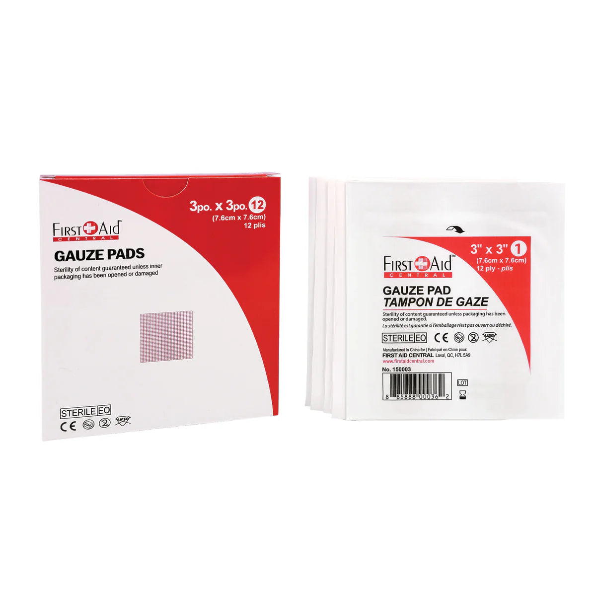 PADS STERILE 3"X3" 12/BOX