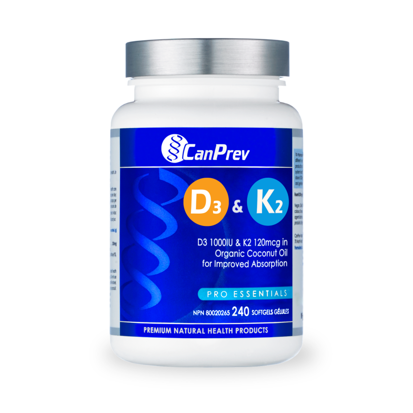 CanPrev D3 & K2 - Organic Coconut Oil 240 Softgels