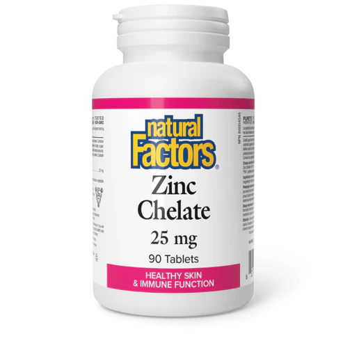 Natural Factors   Zinc Chelate 25 mg   90 tabstabs