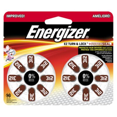 ENERGIZER BATTERIES HEAR AID BROWN TAB #312 PK 16