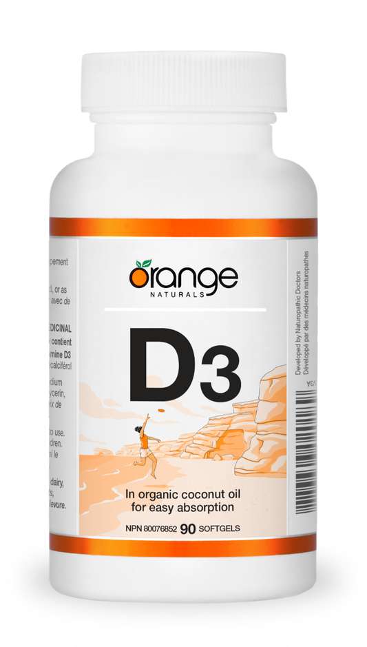 Orange Naturals      D3 Softgels - organic coconut oil      90 Softgels