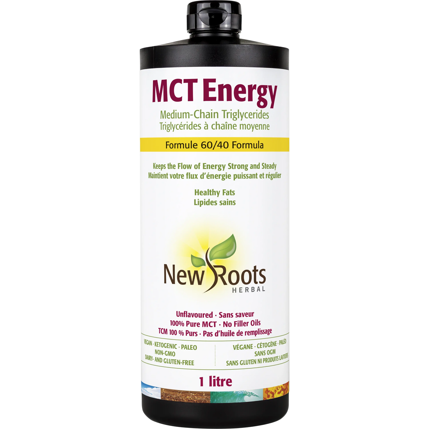 NEW ROOTS MCT Energy Medium-Chain Triglycerides · 60/40 Formula 1 litre